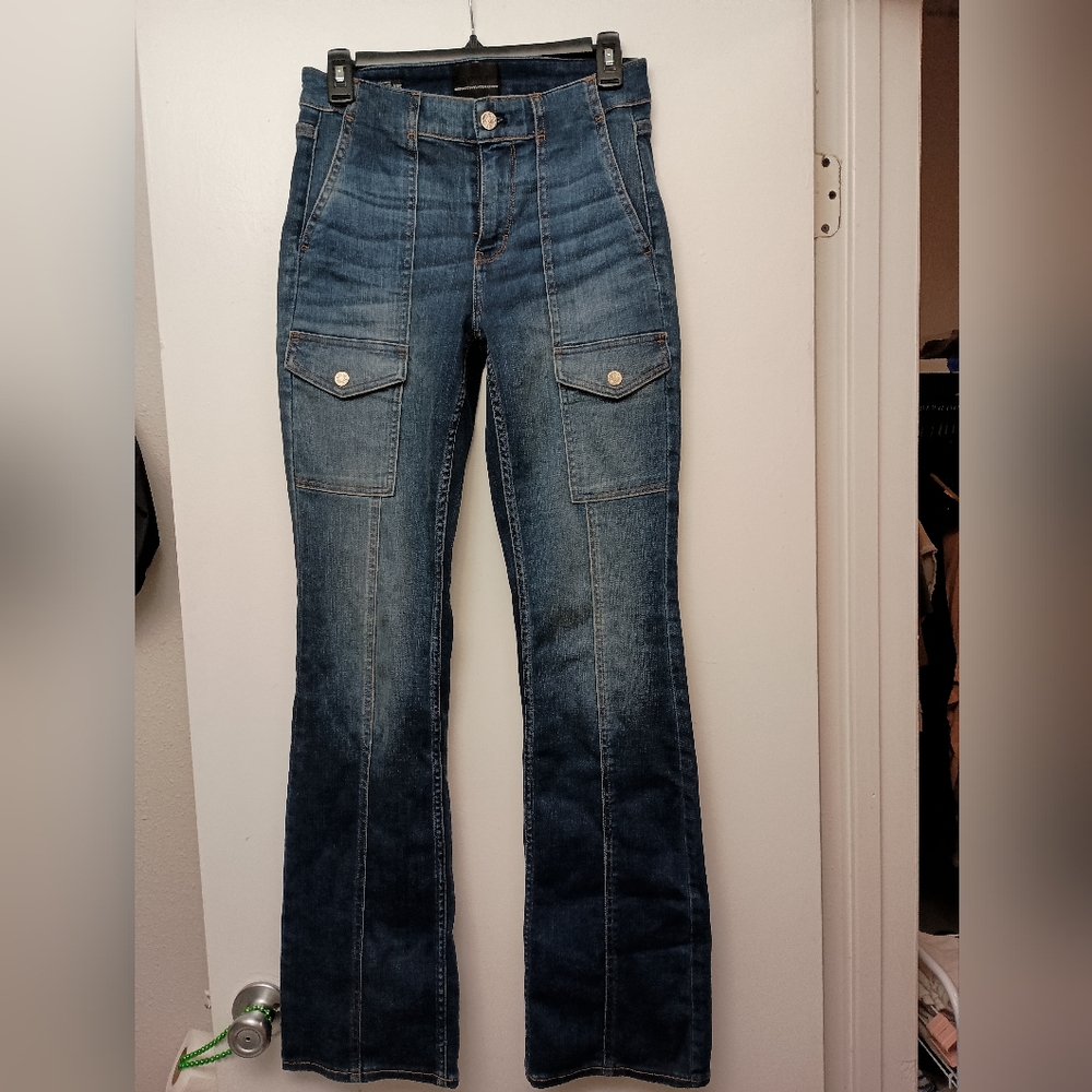 WHBM EDS HR Skinny Flare Cargo Jeans